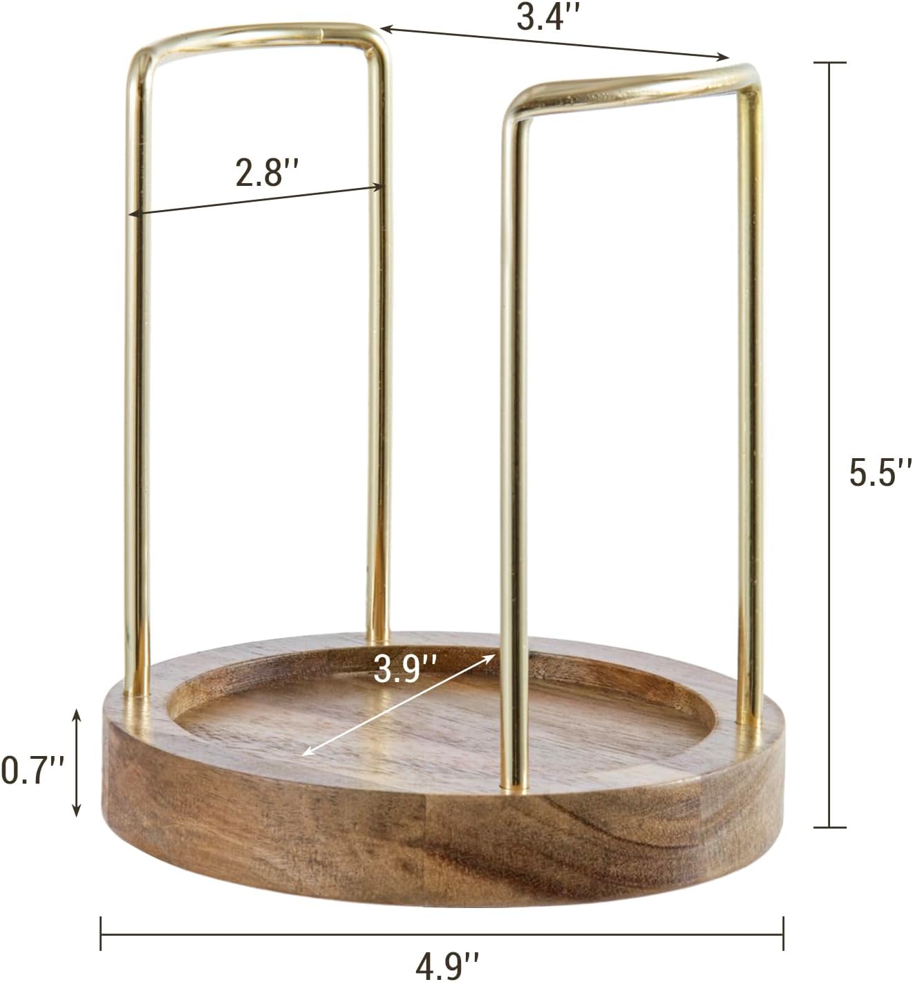 MyGift Premium Acacia Solid Wood and Brass Tone Metal Wire Countertop Plastic Cup Holder, Guest Drink Station Storage, Dispenser for Disposable Coffee Cups