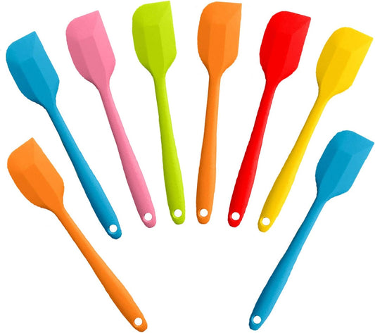 8 Pieces Silicone Spatulas,8.5 inch Non-stick Spatulas with Stainless Steel Core,Heat Resistant-500℉, One Piece Design,Food Grade Silicone, Dishwasher Safe, for Mixing,Cooking,Baking (8.5 inch)
