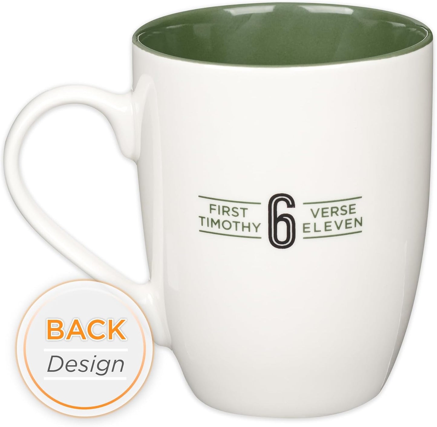 Christian Art Gifts Inspirational Ceramic Coffee & Tea Scripture Mug for Men: Man of God Encouraging Bible Verse, Durable Microwave & Dishwasher Safe Novelty Drinkware, White & Forest Green, 12 oz.