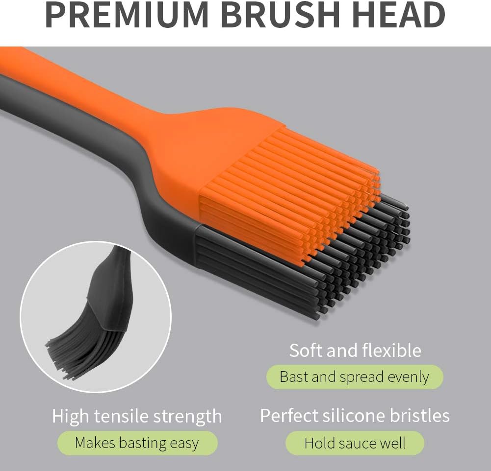 Silicone Basting Pastry Brush - Cooking Brush for Oil Sauce Butter Marinades, Food Brushes for BBQ Grill Kitchen Baking, Baster Brushes Baste Pastries Cakes Meat Desserts, Food Grade, Dishwasher Safe