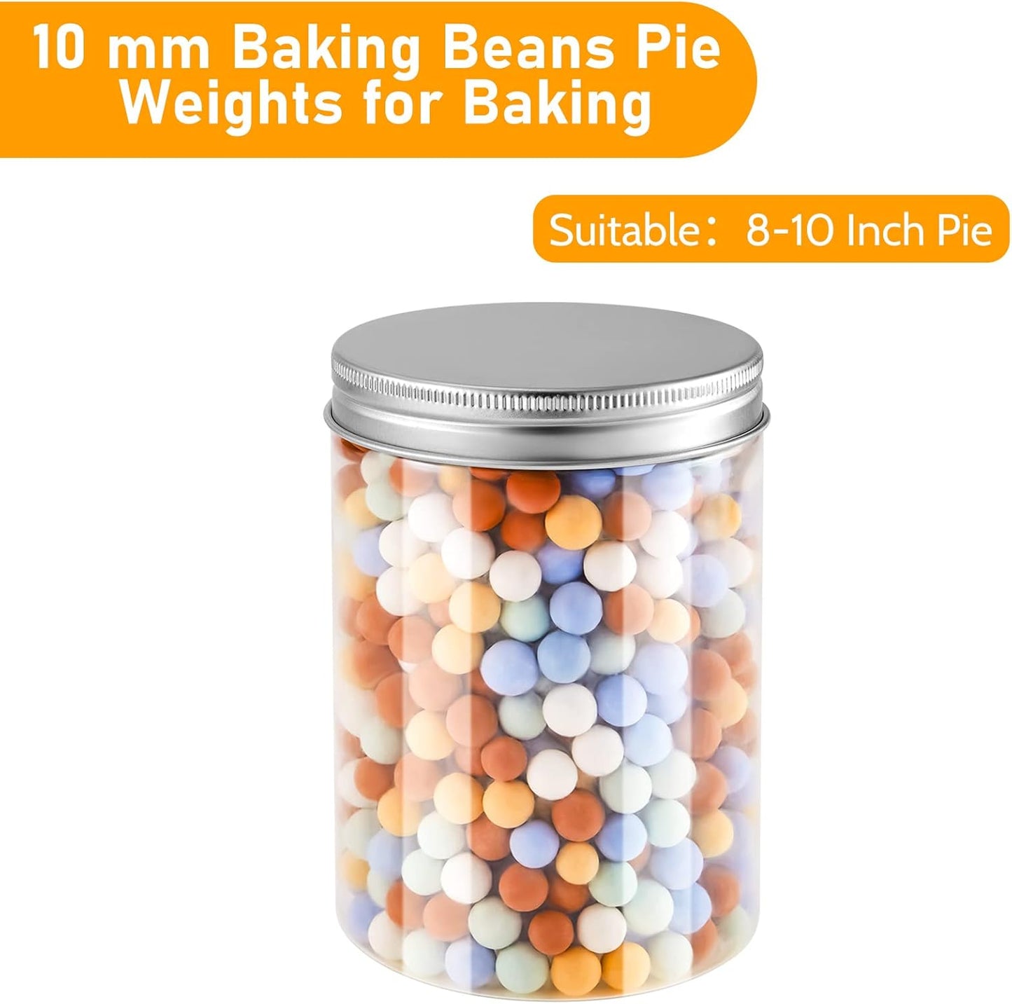 Tessco Pie Weights for Blind Baking, 3.2 lb Ceramic Pie Weights Beads to The Rim Crust Reusable Ceramic Stoneware with Plastic Container(Cute Colors)