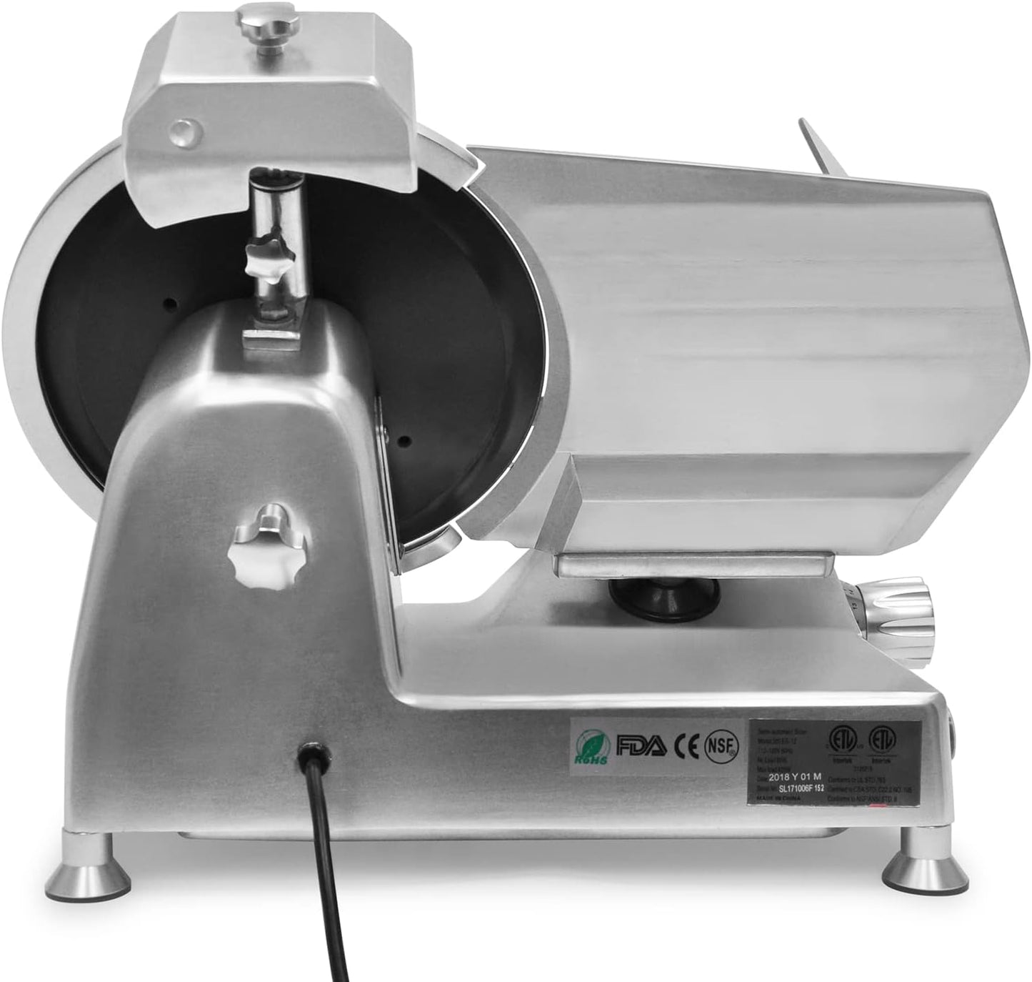 KWS Metal Collection 420W 12-Inch Meat Slicer MS-12DT Anodized Aluminum Base with Teflon Blade + Blade Removal Tool, Frozen Meat/Cheese/Food Slicer Quiet [ ETL, NSF Certified ]