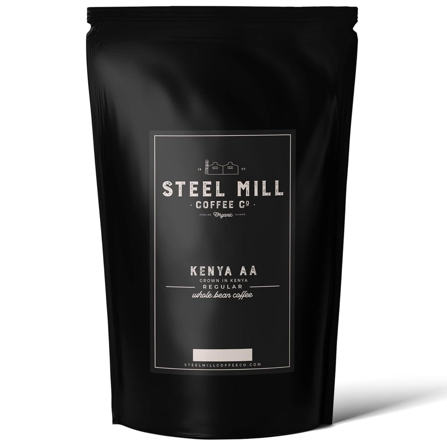 Steel Mill Coffee Co. Kenya AA Single-Origin Ground Coffee, Regular, Medium Roast, 100% Arabica Beans, 12 oz Bag