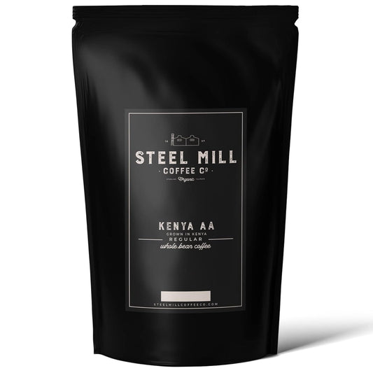Steel Mill Coffee Co. Kenya AA Single-Origin Ground Coffee, Regular, Medium Roast, 100% Arabica Beans, 12 oz Bag
