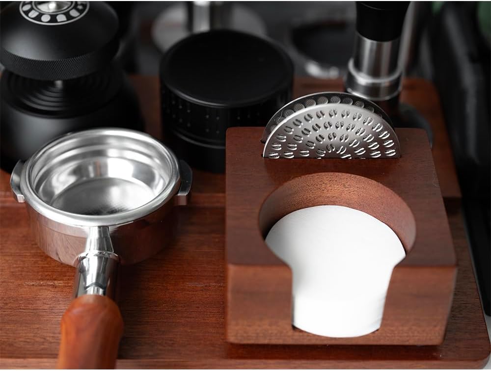 2 IN 1 Holder Stand For the Coffee Filter Paper and Espresso Puck Screen,Sapele Premium Solid Wood Organizer For Tidying Espresso Accessories(Filter Not Included) (for 58mm)