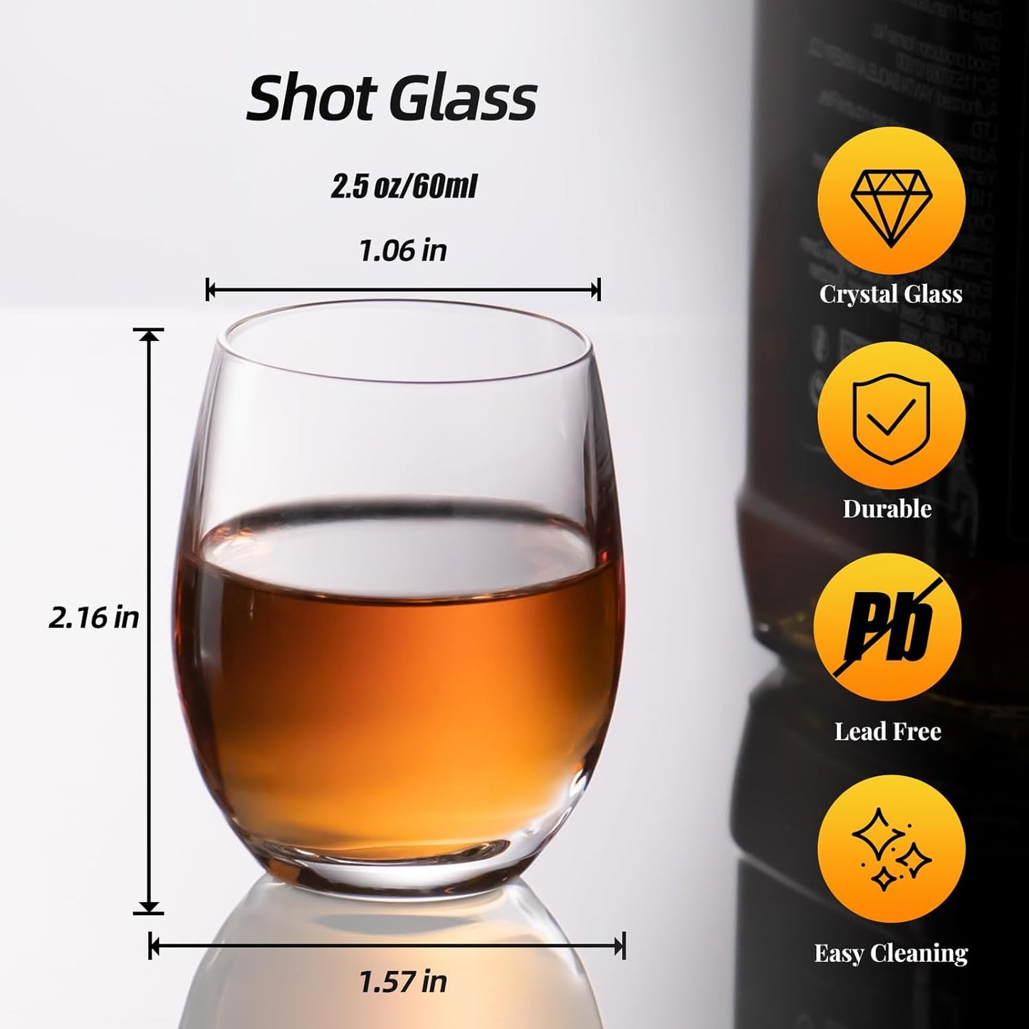 KAMMAK Shot Glasses Set of 2, 60ml/2oz Clear Espresso Shot Glass with Heavy Base for Bar Restaurants Home, Small Whiskey Shot Glass for Vodka, Whiskey, Tequila, Spirits & Liquors