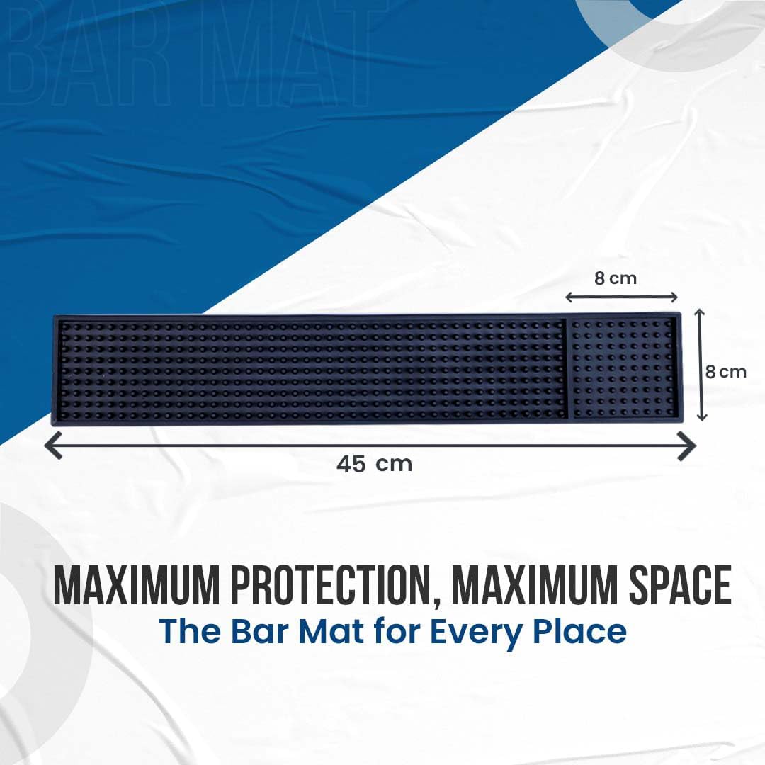 Bar Mats for Countertop by ProTensils - 18" x 3" Bar Rail Mat, Black Rubber Bar Mats for Bartending, Bar Service Drip Mat, Home Bar, Coffee Bar Mat Spill Matt (3 Pack)