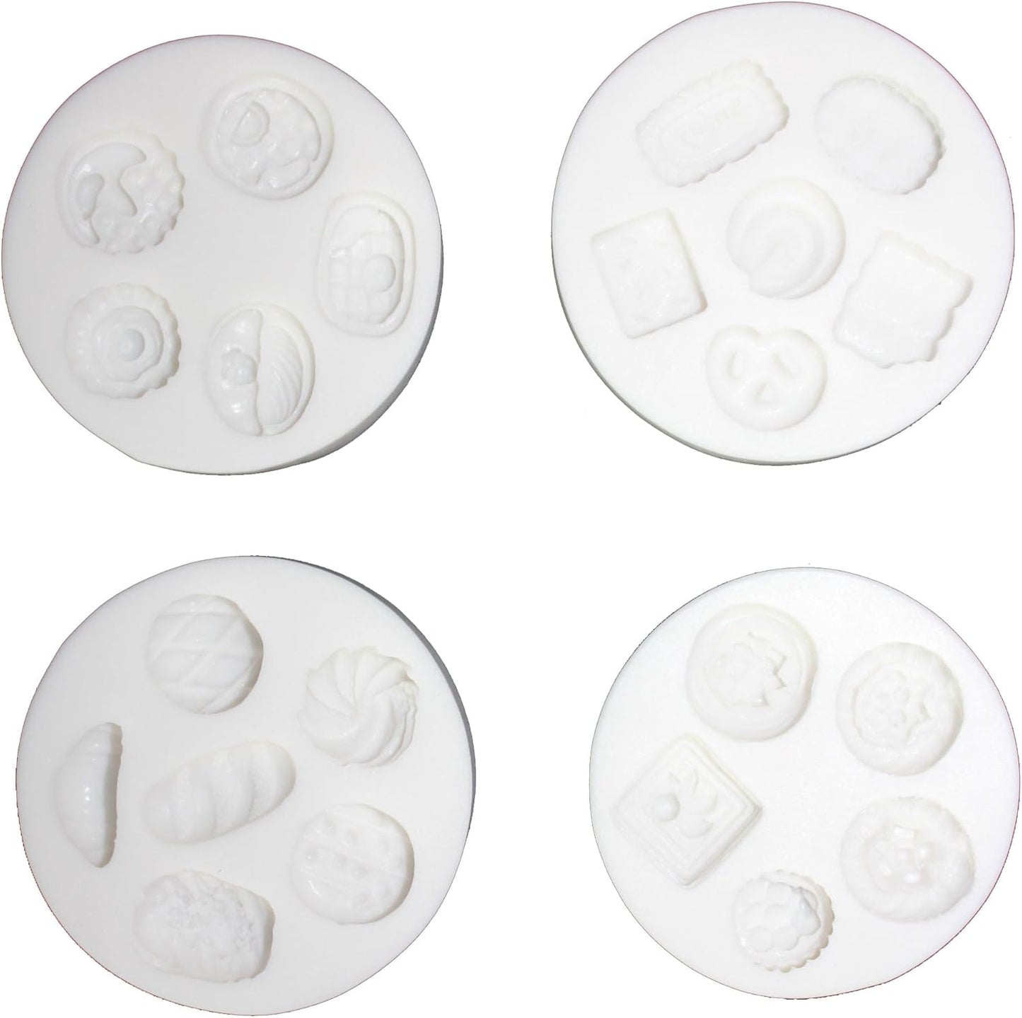 Lovely Small Items Silicone Fondant Molds Set For Cake Topper, Gumpaste, Candy & Chocolate, Polymer Clay and More (Round Food Items)