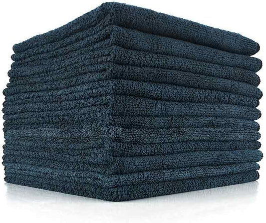 The Rag Company - All-Purpose Microfiber Terry Cleaning Towels - Commercial Grade, Highly Absorbent, Lint-Free, Streak-Free, Kitchens, Bathrooms, Offices, 300gsm, 16in x 16in, Midnight (12-Pack)