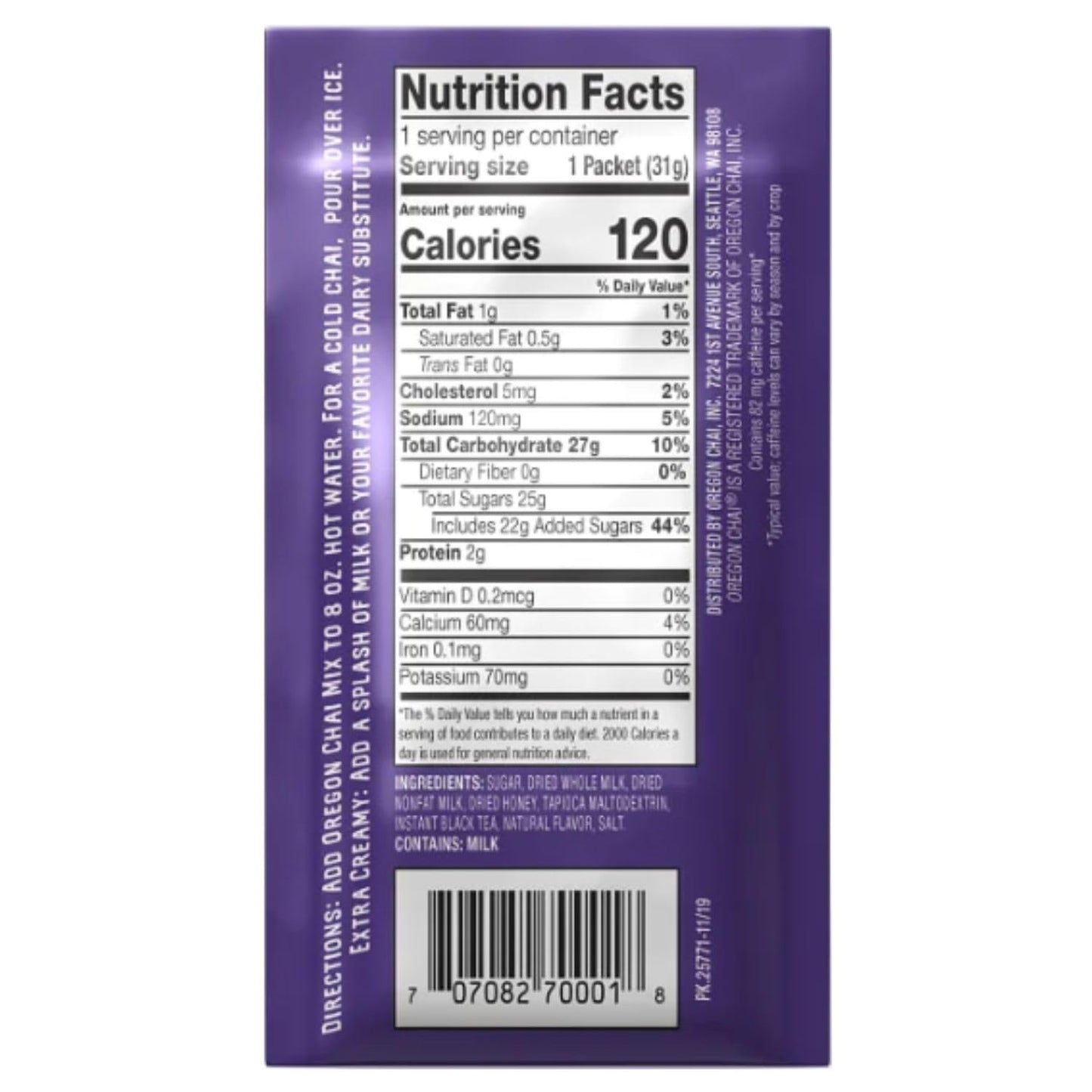 Oregon Chai Original Dry Chai Latte Mix, 8 Count (Pack of 4)