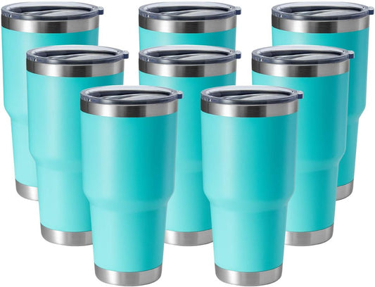 HASLE OUTFITTERS 30oz Stainless Steel Tumbler, Double Wall Vacuum Insulated Travel Mug Tumbler, Durable Insulated Coffee Mug, Gift Box Set (Light Green, 8)