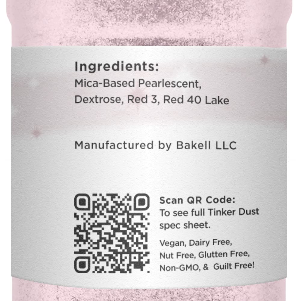 BAKELL Soft Pink Edible Glitter, 45 Grams | TINKER DUST Edible Glitter | KOSHER Certified | 100% Edible Glitter | Cakes, Cupcakes, Cake Pops, Drinks, Dessert Vegan Glitter & Dusts (45g Shaker, Soft Pink)