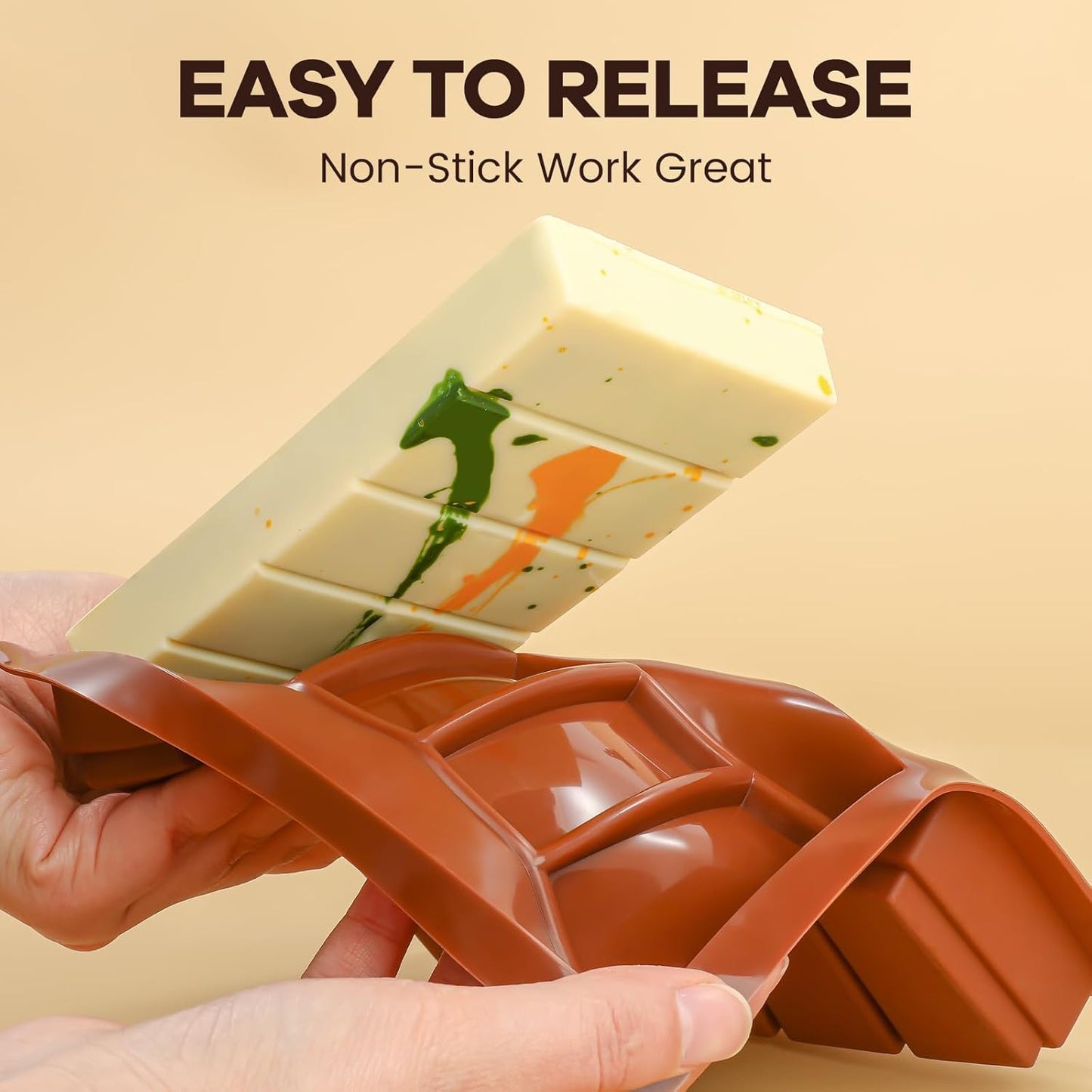 Dubai Chocolate Molds 1 Inch Deep, Silicone Chocolate Bar Mold – Non-Stick, Flexible, Large and Thick Homemade Chocolates, Candies, and Desserts - Set of 2