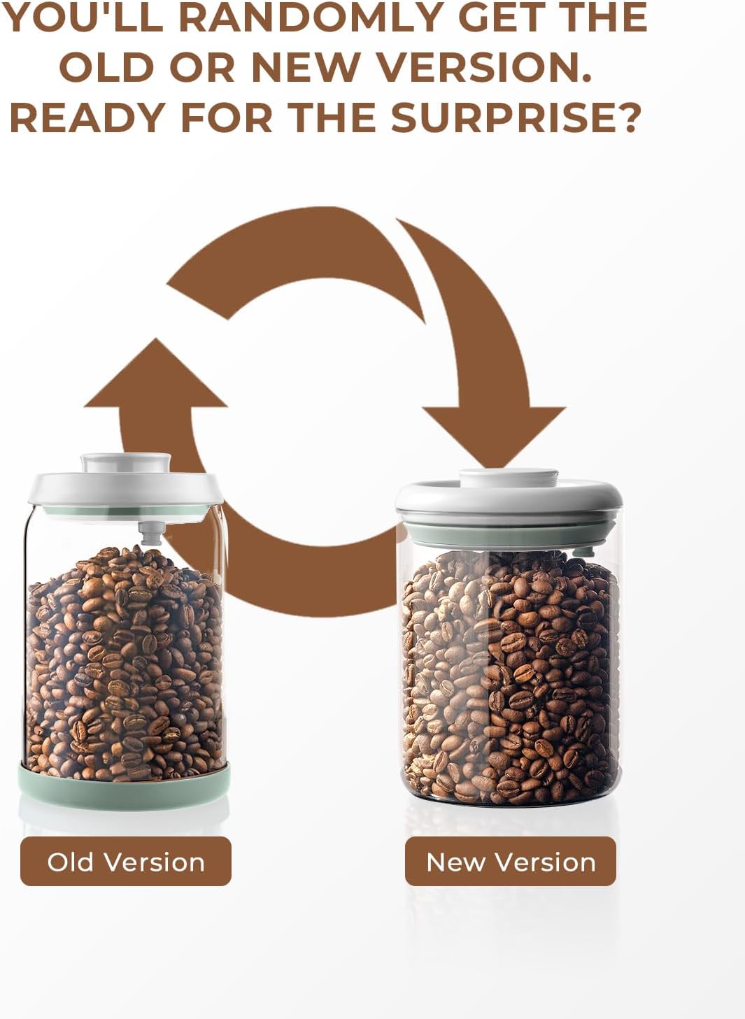 Coffee Bean Container Airtight Coffee Storage Containers Pop Up Coffee Canister High Borosilicate Glass Coffee Jar Air Tight Containers for Coffee 300g 900ml*2 Gray