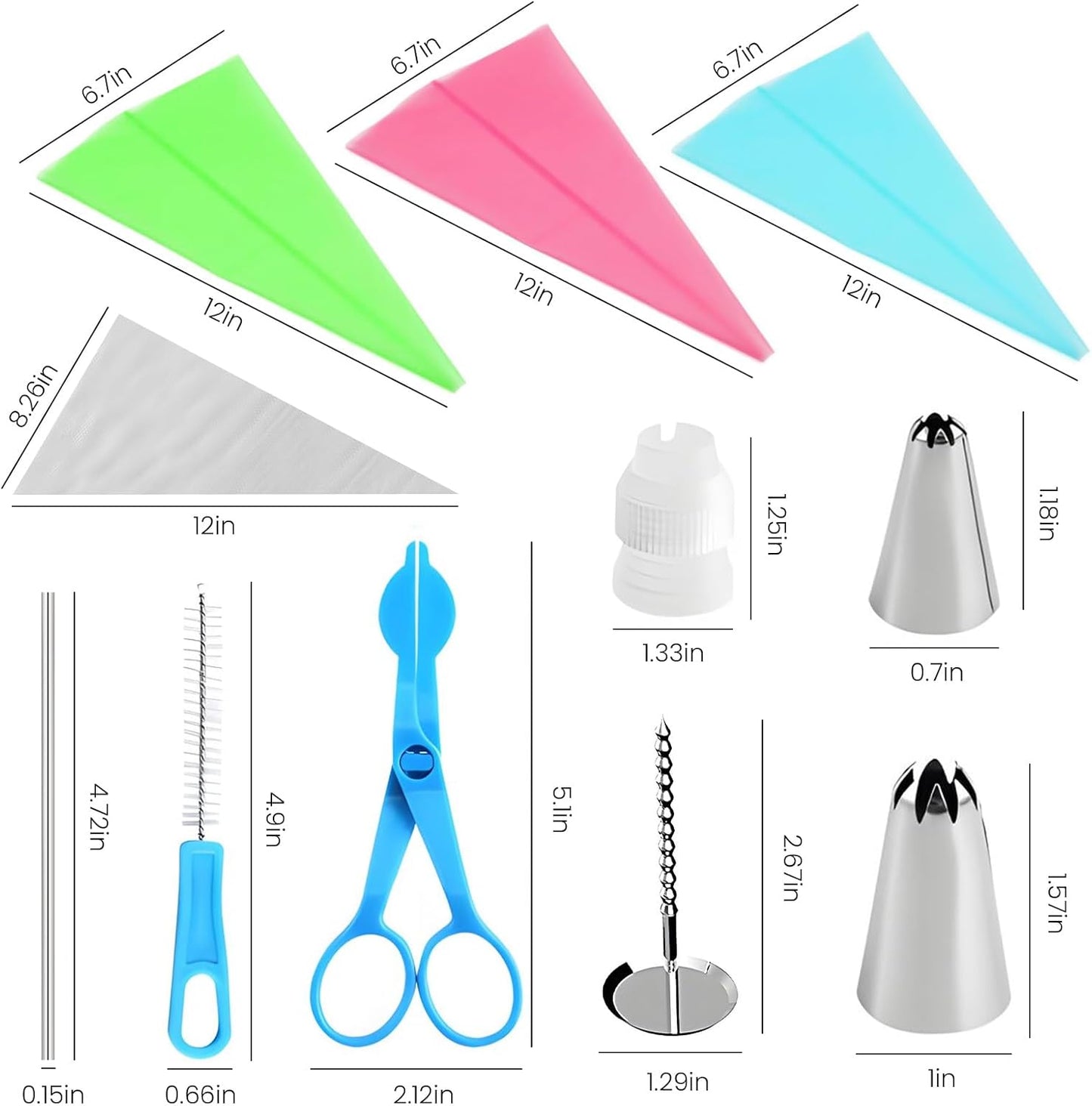 Generic Multicolor 72-Piece Decorating Set; Flower Opening; Silicone & Stainless Steel; Cake Decorating Kit; Piping Tips Set