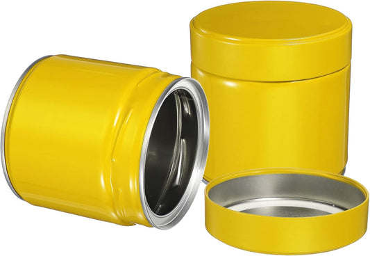 uxcell 2Pcs Round Tea Canisters, 4" x 4" Airtight Metal Tea Containers for Loose Tea, Coffee Beans, Spices - Durable, Compact, and Stylish Storage Tea Tin (Yellow)