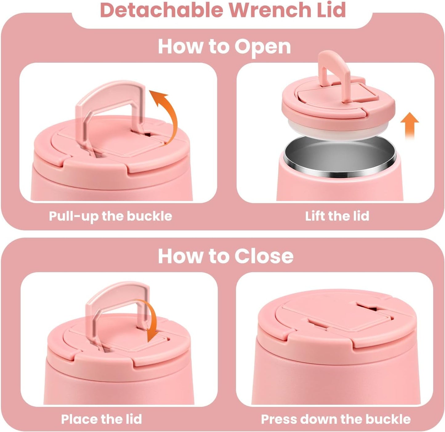 Soup Thermo for Hot Food 20oz Lunch Containers with Buckle Lid Wide Mouth Hot Food Jar Vacuum Insulated Stainless Steel Bento Box Leakproof with Spoon(Pink)