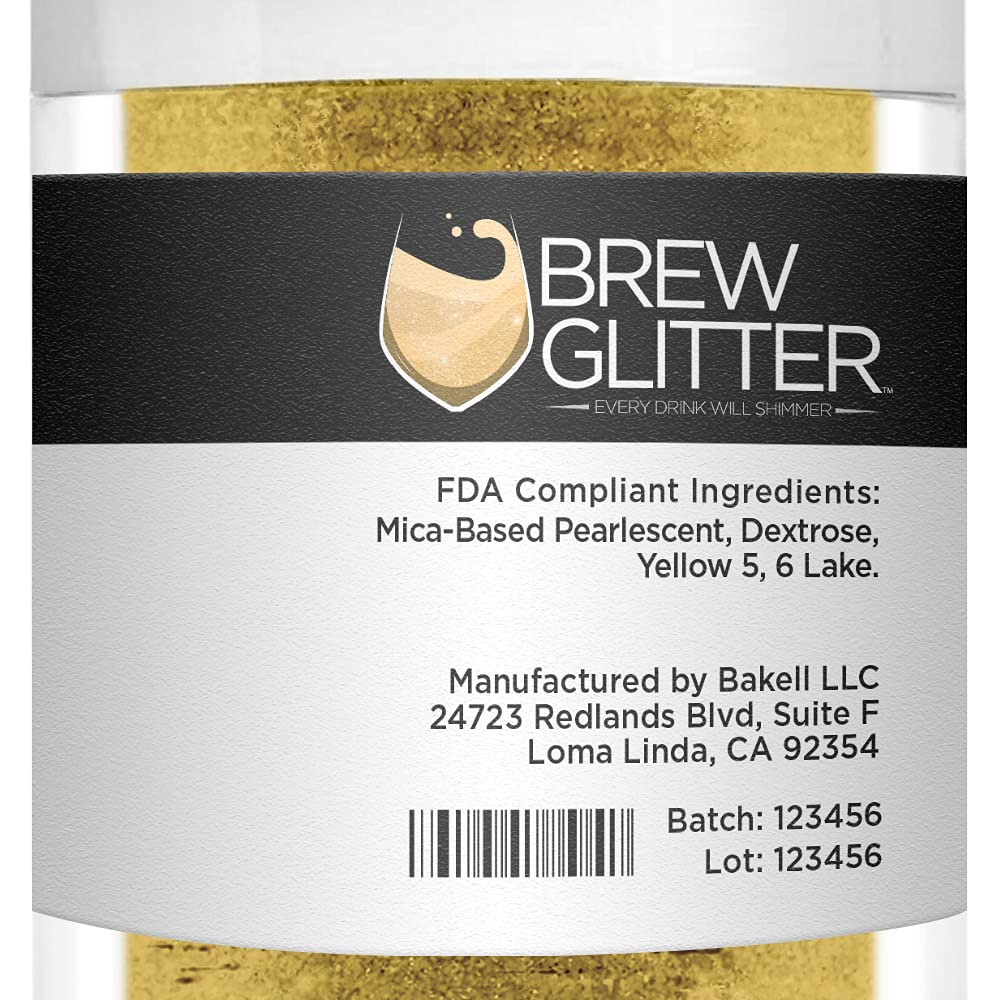 Yellow BREW GLITTER Edible Glitter For Drinks, Cocktails, Beer, Garnish Glitter & Beverages | KOSHER & HALAL Certified | 100% Edible & Food Grade | Vegan, Gluten, Nut Free (25g, Yellow)