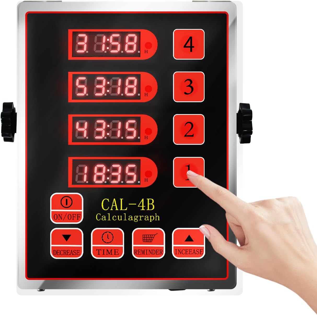 4 Channel Kitchen Timer – Cordless Timers for Cooking with Audio Alerts – Stainless Steel LED Digital Timer for Commercial Restaurants Home Kitchen Black