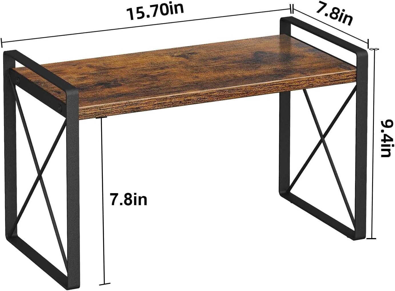 Giikin Countertop Shelf Organizer, Cupboard Stand Spice Rack, Retro Style Cabinet Shelf for Pantry, Kitchen, Bathroom, Reading Room, Bedroom to Save Space (7.8" D x 15.7" W x 9.4" H, Rustic Brown)