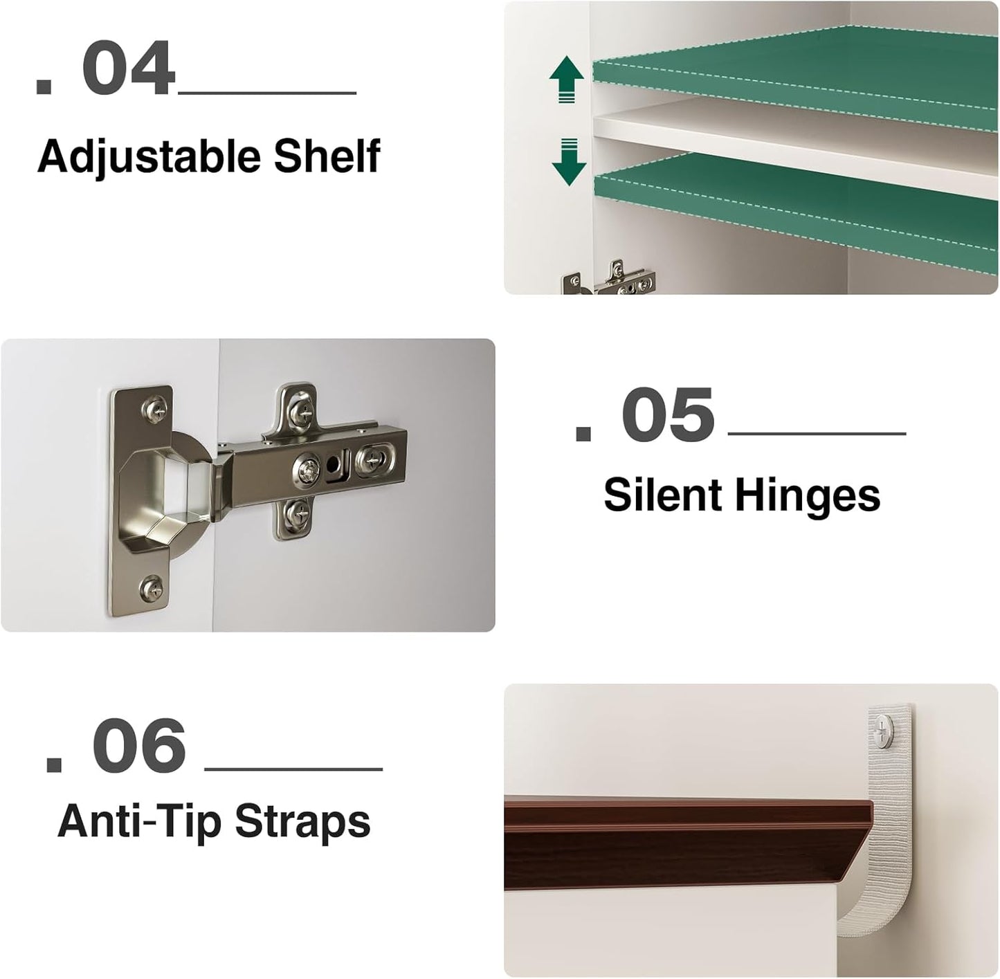 Buffet Cabinet with Storage, Coffee Bar with Drawer & Adjustable Shelf, Modern Sideboard for Kitchen, Dining Room, Living Room, White