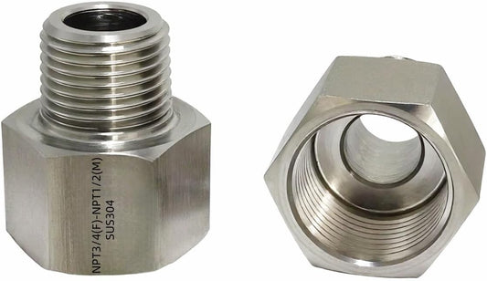 2 pieces Npt3/4 Female to Npt1/2 Male Reducer,3/4-1/2Water pipe Adapter, Fabricate of 304 Stainless Steel