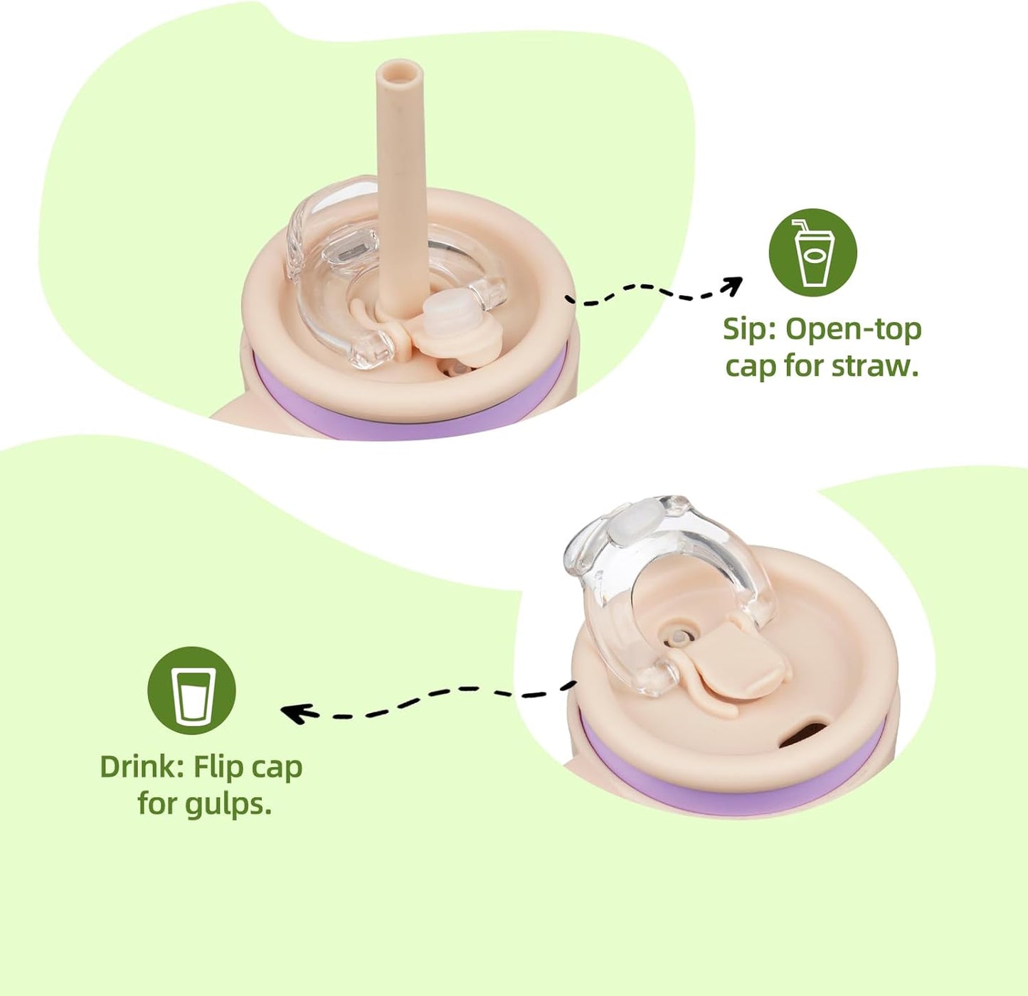 18 oz Tumbler with Side Handle, Insulated Water Bottle with Straw and 2 in 1 Lid, Stainless Steel Cup Travel Coffee Mug for Sports Office Gym,Purple