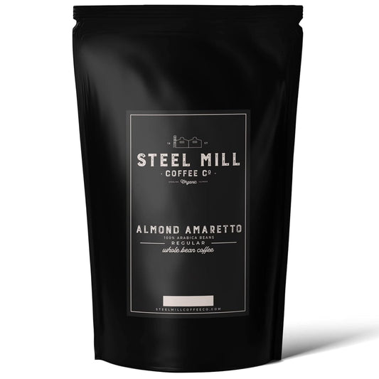 Steel Mill Coffee Co. - Almond Amaretto Flavored Coffee - Ground Coffee - Medium Roast - Regular - 100% Arabica Beans - Vegan - Sugar-Free - Gluten-Free - 12 oz Bag