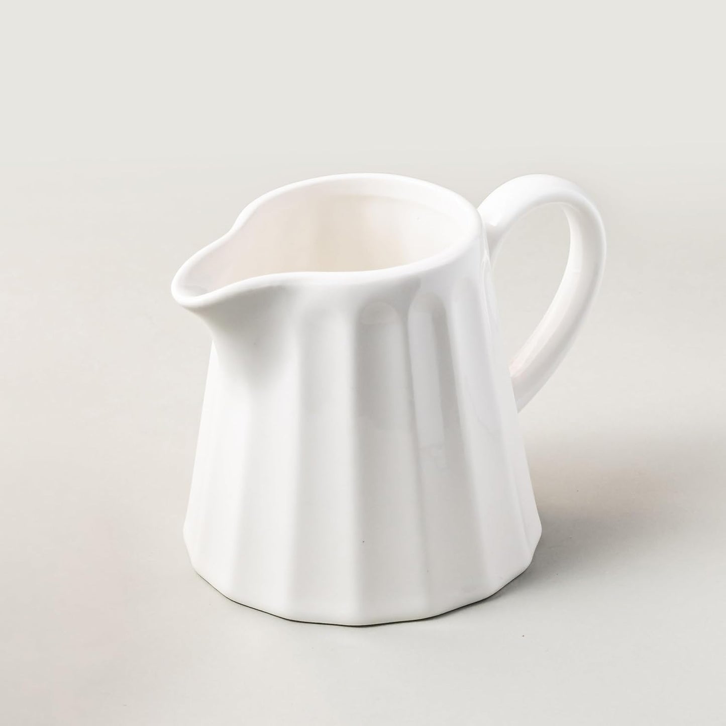 Ceramic Creamer Pitcher,Creamer Container with Handle, 10 OZ Small Milk Pitcher Milk Cup for Coffee, Sauces, Salad, White