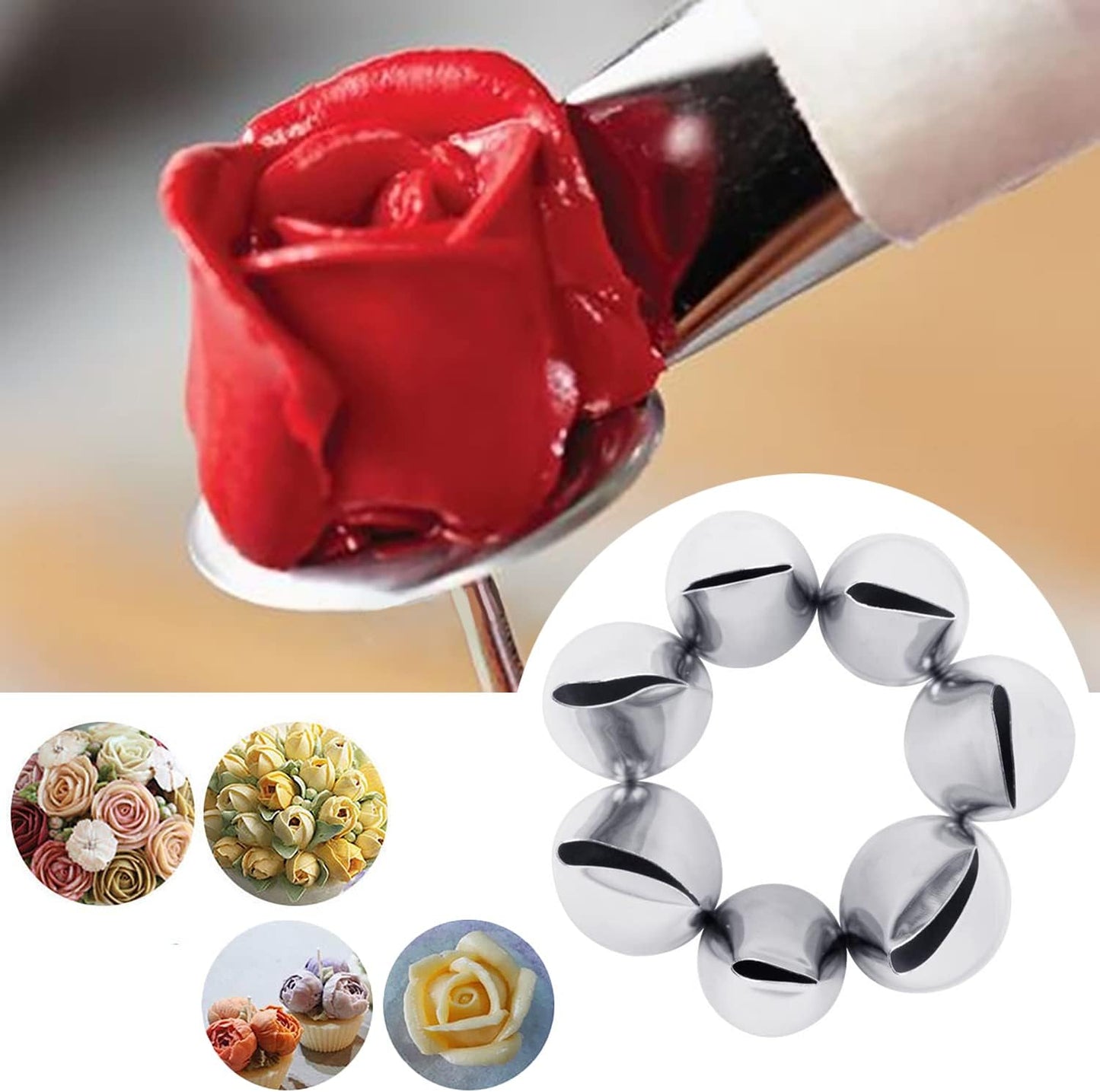 Hendiy 7Pieces/set Cake Decorating Tips Set Cream Icing Piping Fondant Rose Nozzle Pastry Tools Fondant Decorating Tools