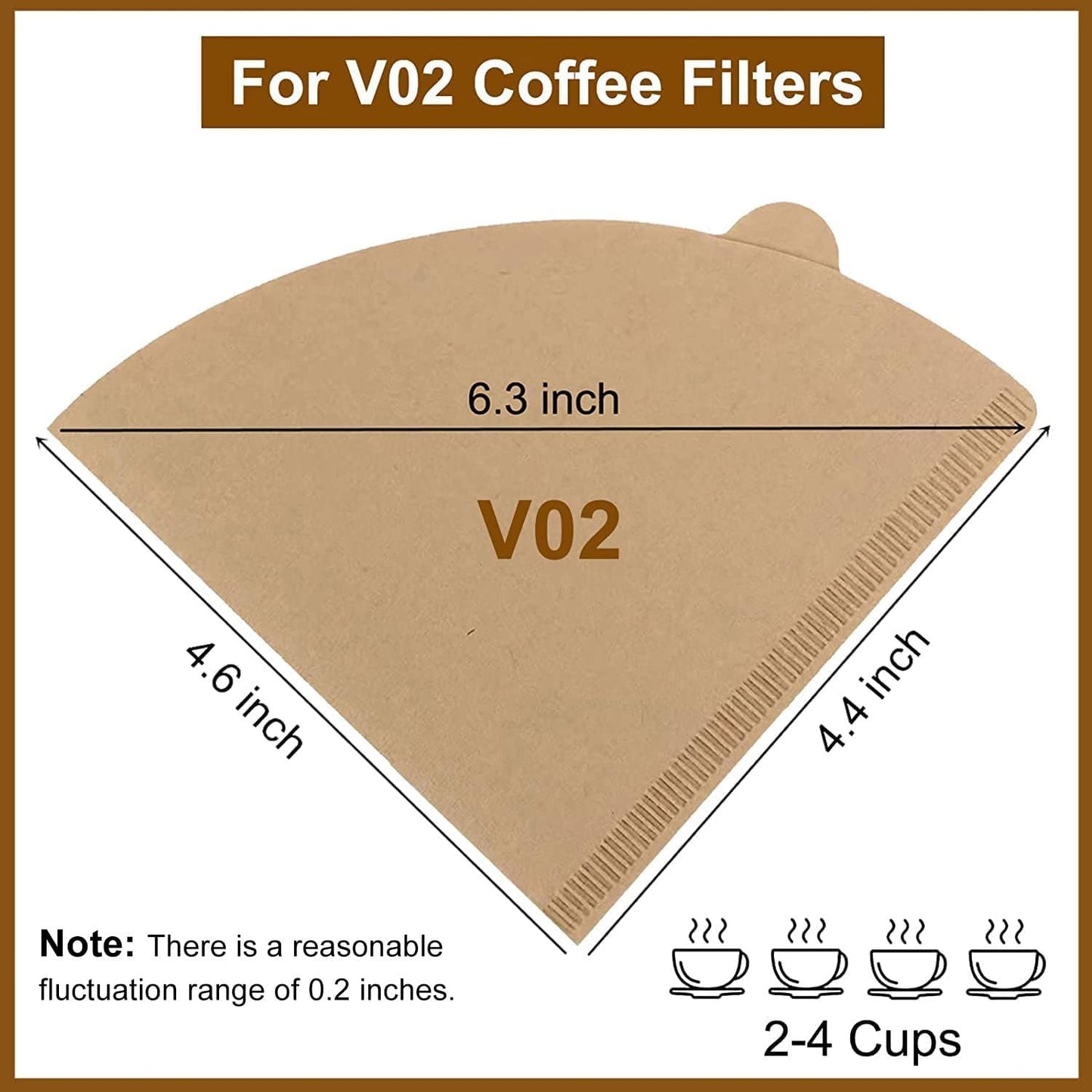 Coffee Filters, Size 02 Unbleached Cone Filters, 200 Count Disposable Natural Paper Filters 2-4 Cup, 02 Cone For Pour Over and Drip Coffee Maker
