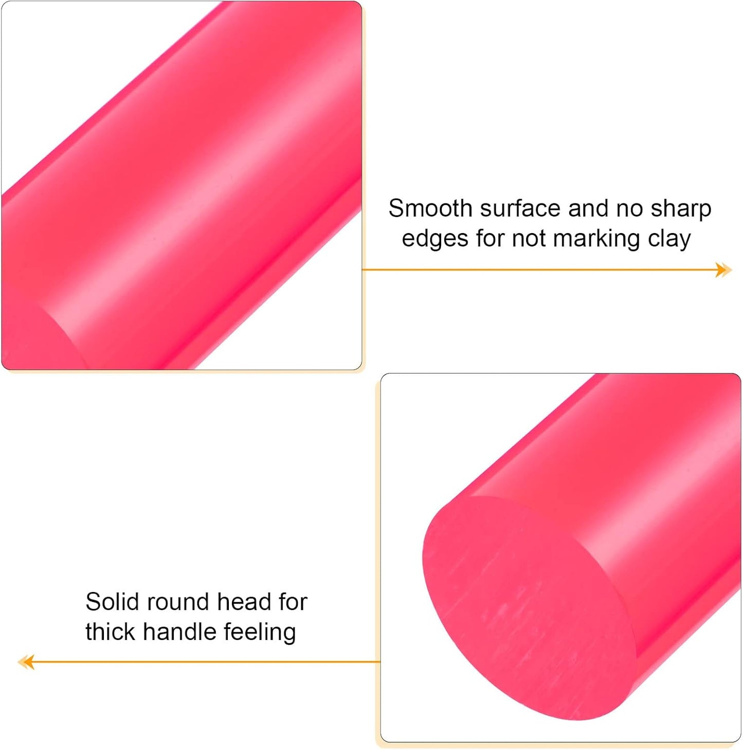 HARFINGTON Acrylic Clay Roller 6 Inch x 1 Inch Solid Non-Stick Plastic Round Tube Roller Polymer Clay Rod Fondant Rolling Pin for Shaping, Sculpting, Modeling DIY Crafts, Rose Red