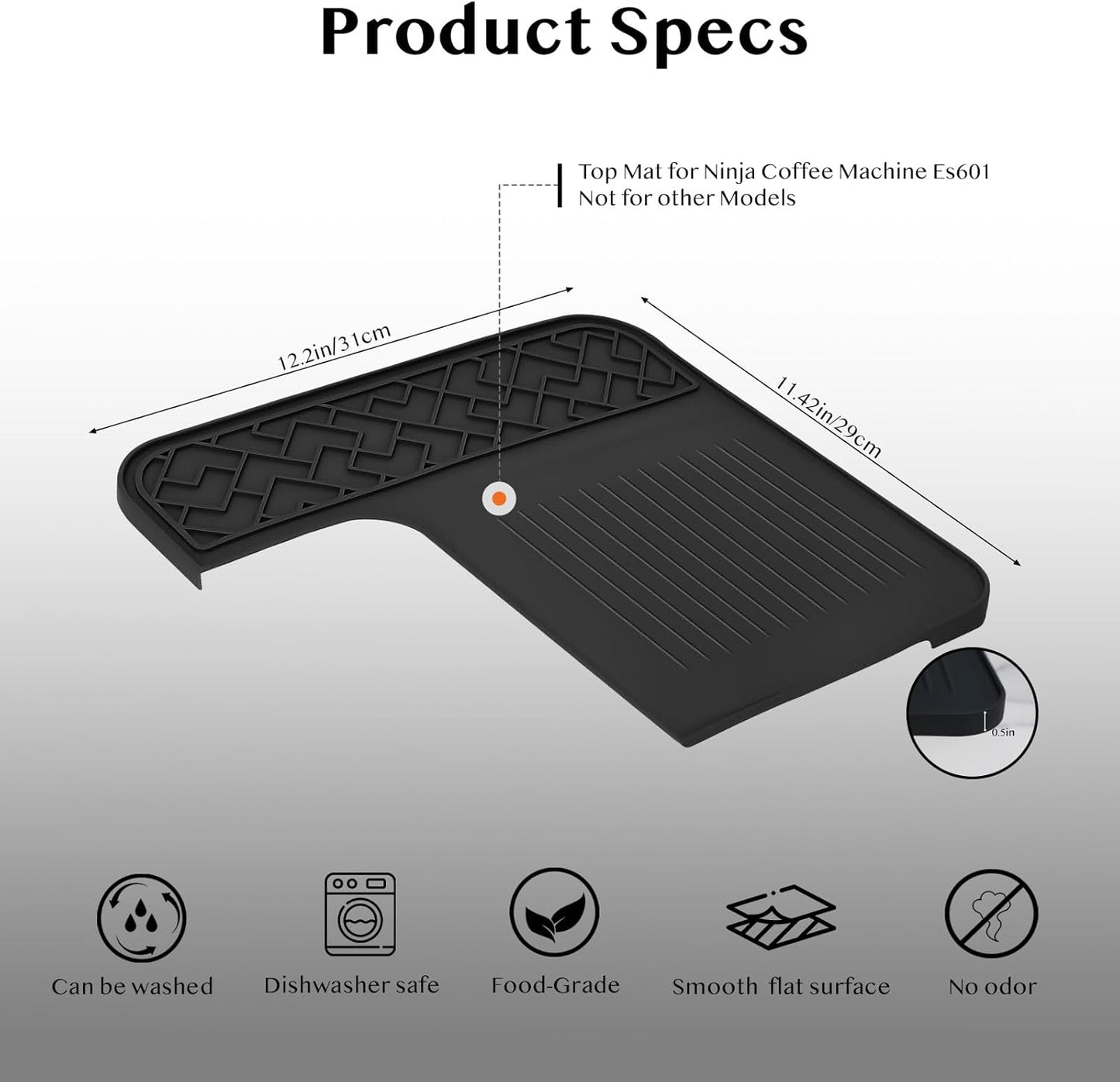 Silicone Espresso Machine Mat for Ninja Luxe Café ES601 | Top Protector, Anti-Slip, Waterproof & Heat-Resistant - Easy to Clean Accessories