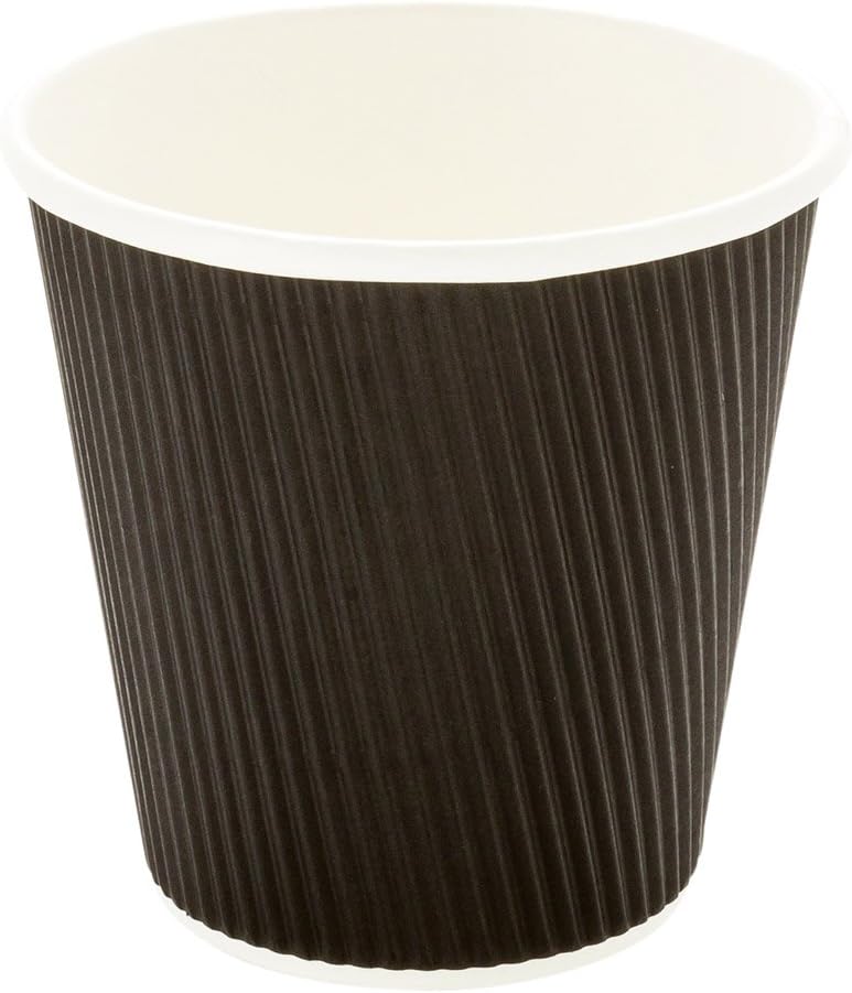 Restaurantware 8 Ounce Disposable Cups Pack of 25 Double Wall Hot Cups–Lids Sold Separately, Designed with a Rippled Wall and Black Paper Insulation, Ideal for Coffee, Hot Chocolate, and Tea