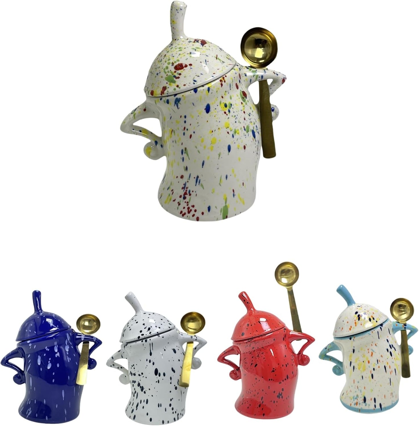 Canister With Attitude - 1.2L Ceramic Storage Jar with Lid, Airtight Kitchen Canisters Set for Coffee, Sugar & Tea | Farmhouse Flour Sugar Storage Container, Handmade with Spoon Rest (Color)