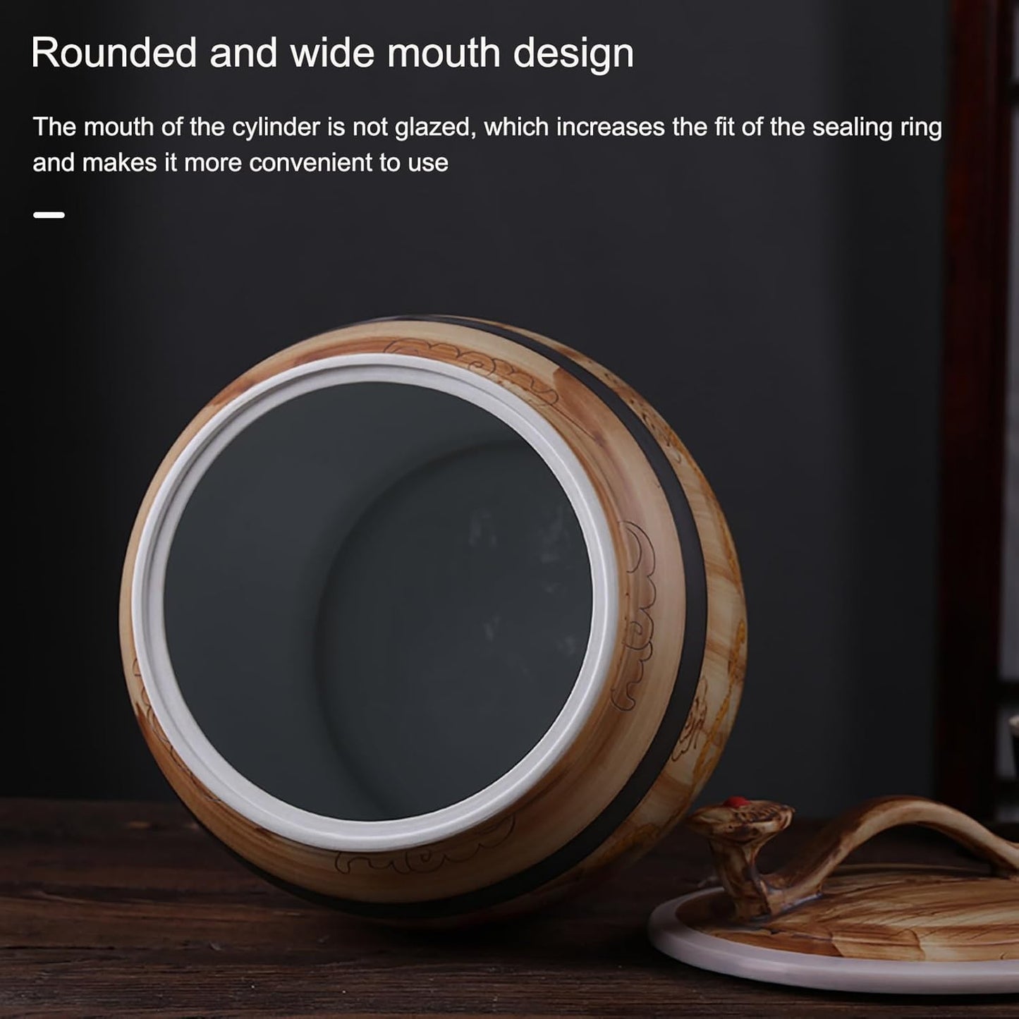 Ceramic Rice Storage Container Sealed Rice Bucket, Grain Dispenser Food Storage Jars, Chinese Jar Ceramic Decorative, for Cereal, Flour, Sugar, Coffee, Rice(28 * 23cm/11 * 9in)