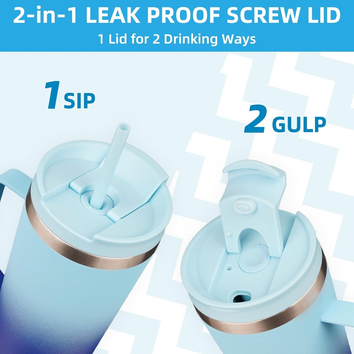 BJPKPK Insulated Tumbler with Handle, 22oz Insulated Tumblers with Lid and Straw, Stainless Steel Metal Water Bottles, Coffee Travel Mugs, Cups, Sky