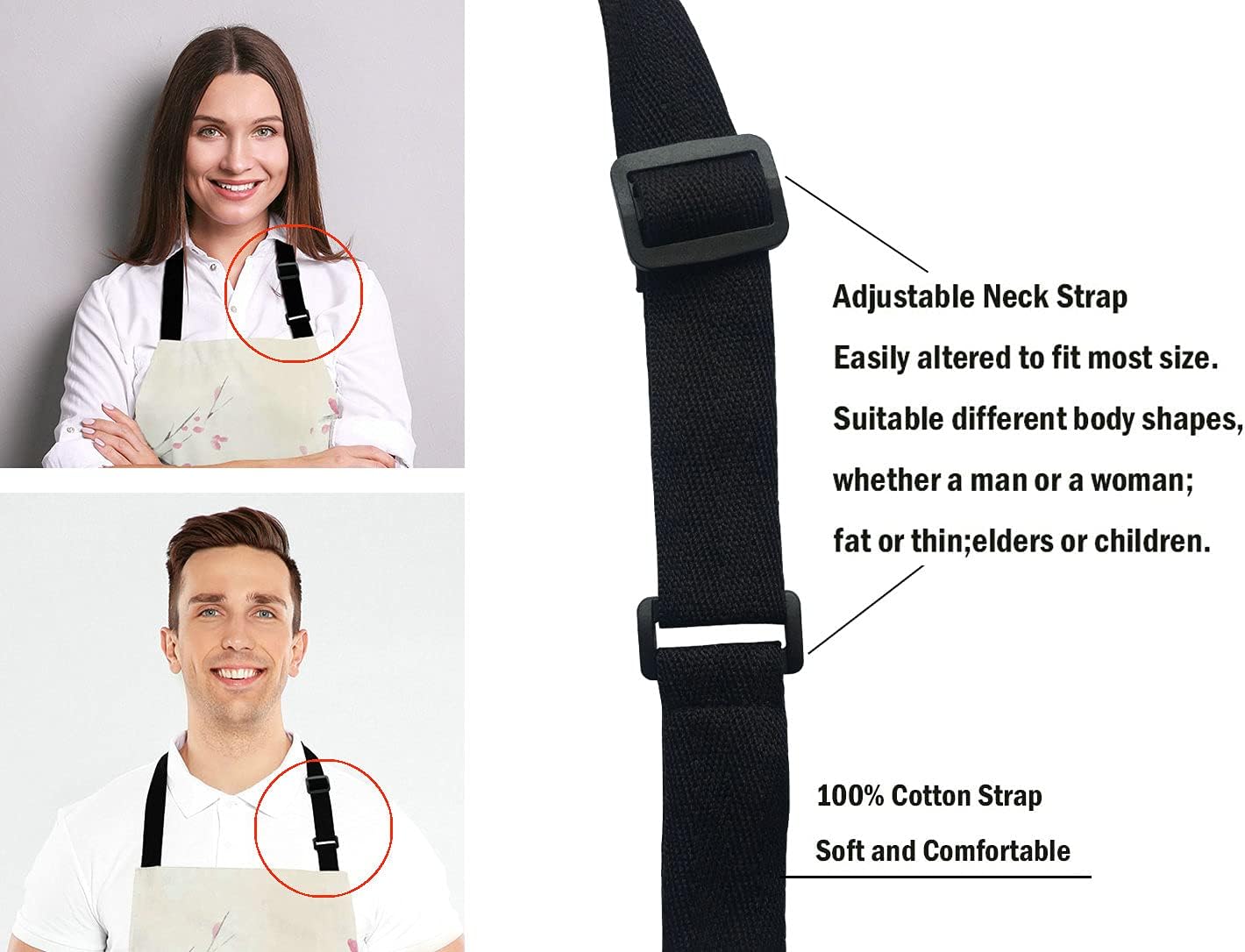 Japanese Cherry Bib Apron with Adjustable Neck for Men Women,Suitable for Home Kitchen Cooking Waitress Chef Grill Bistro Baking BBQ Apron