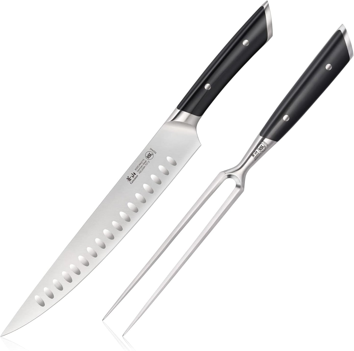 Cangshan HELENA Series German Steel Forged 2-Piece Carving Set (Black)
