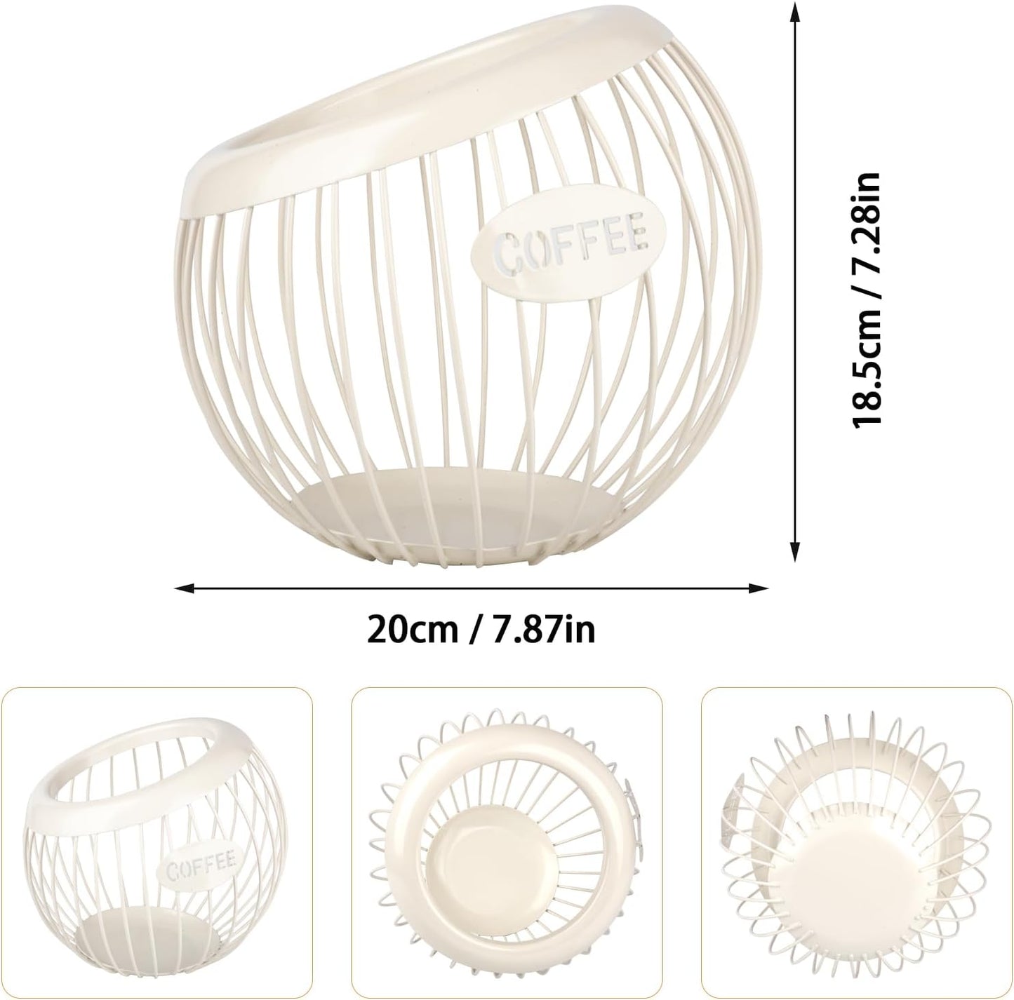 Stainless Steel Cup Coffee Basket pods holder Sturdy for Home or Office Kitchen Counter Organizer Espresso Capsule (WHITE)