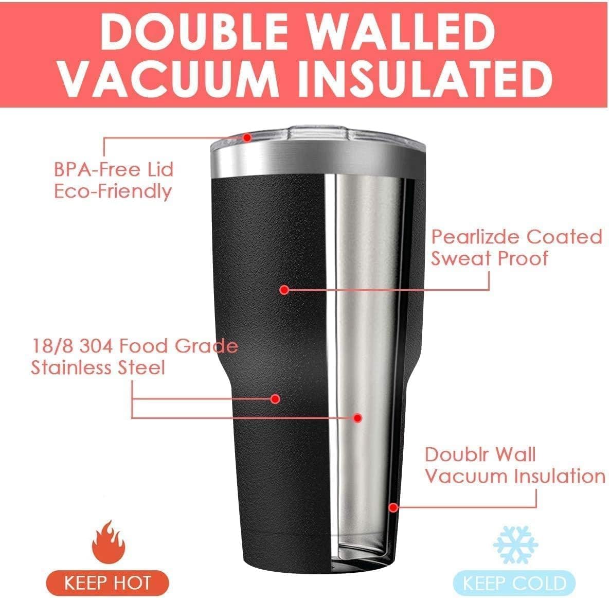 30oz Stainless Steel Travel Mug with Lid, 8 Pack Double Wall Vacuum Insulated Bulk Tumbler, Powder Coated Coffee Cup Suitable for Vehicle Cup Holders