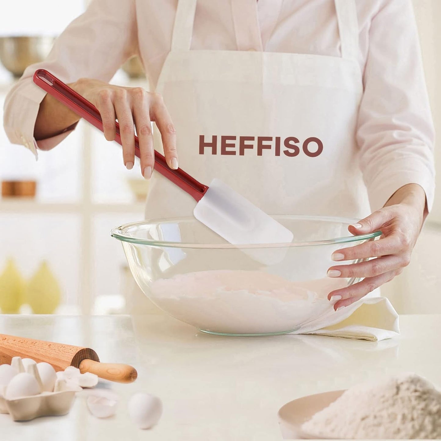 Silicone Rubber Spatula Set of 3, High Heat Commercial Spatula 16 Inch for Cooking (3 Scrapers)