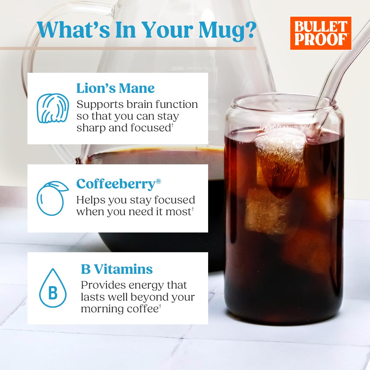 Bulletproof The High Achiever Course Ground Cold Brew Coffee, 10 Ounces, Medium-Dark Roast Enhanced Coffee with Lion's Mane Mushroom, B Vitamins, and Adaptogens for Energy and Focus