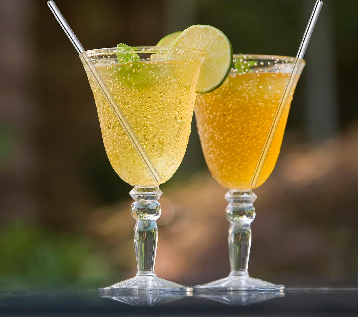 Stainless Steel Straws Short Small 5.9" Reusable Metal Bar Drinking Straw Set With Cleaner Brush for Cocktails Rock Gin Glass Coffee Mason Jar Tumblers Kids Fruit Juice Box, Silver 16PCS