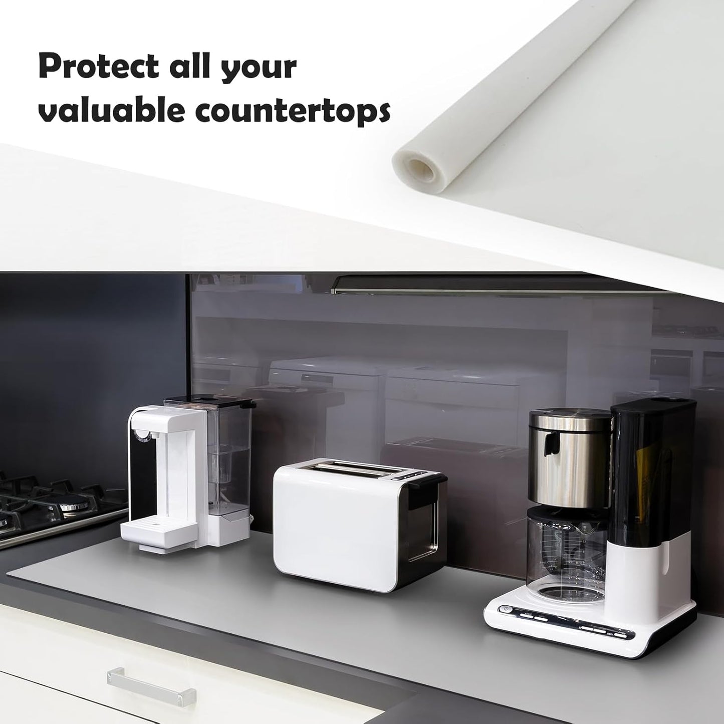 Large Silicone Mats, 78.7”x15.7”(200cmx40cm) Extra Large Silicone Heat Resistant Mat, Countertop Protector, Nonstick Waterproof Mats for Kitchen Counter, Shipped Rolled Up Kitchen Counter Mat, Black