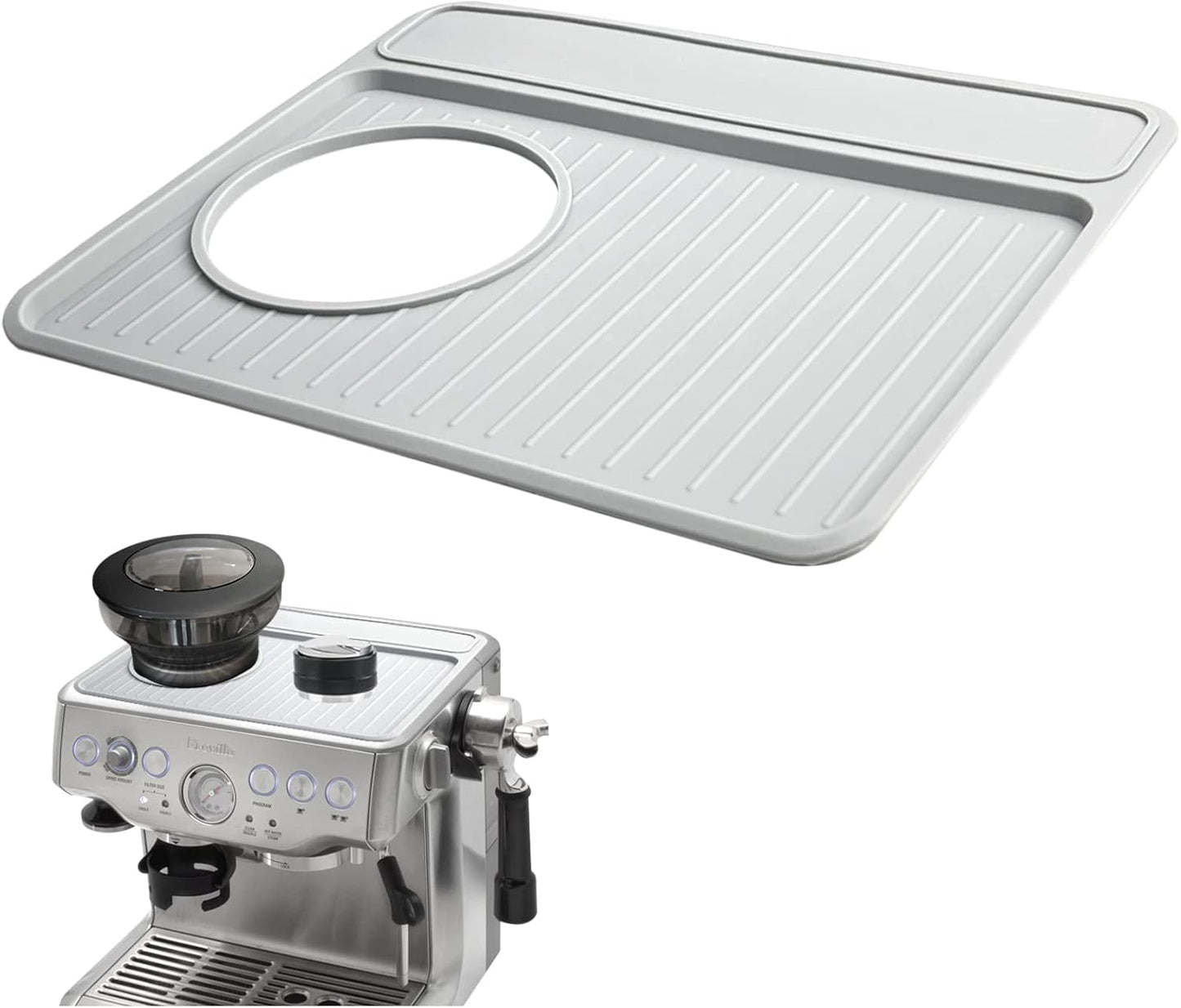 Tamping Mat for Breville 870/880, Espresso Tamper Mat for Barista Touch/Express, Silicone Prevent Scratching, Top Mat for Breville Espresso Machine Accessories, Waterproof Heat Resistant(Grey)