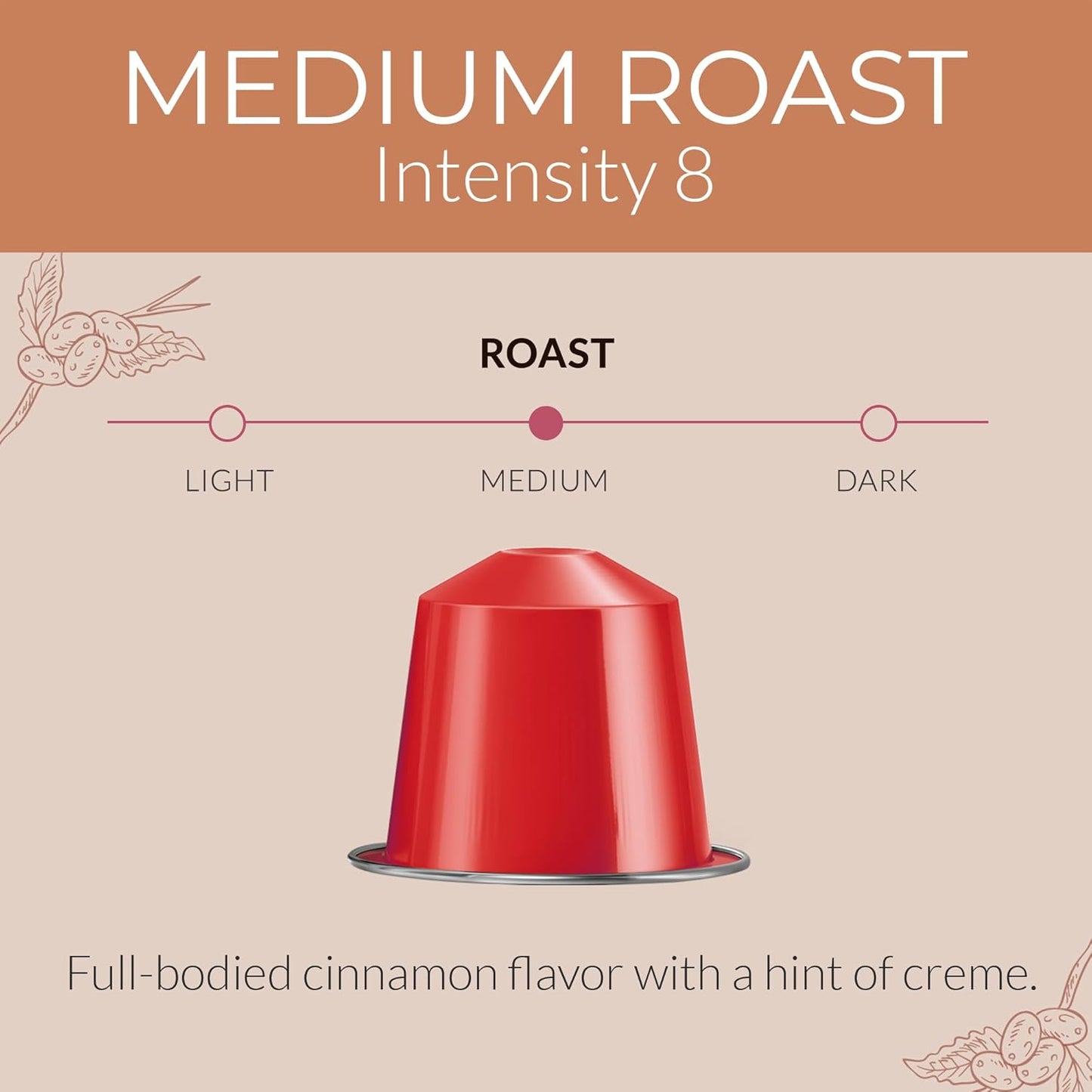 Camilla’s Heritage - Intensity 8 Cinnamon Flavored Espresso Coffee, Gourmet Espresso Cups, 60 Coffee Pods