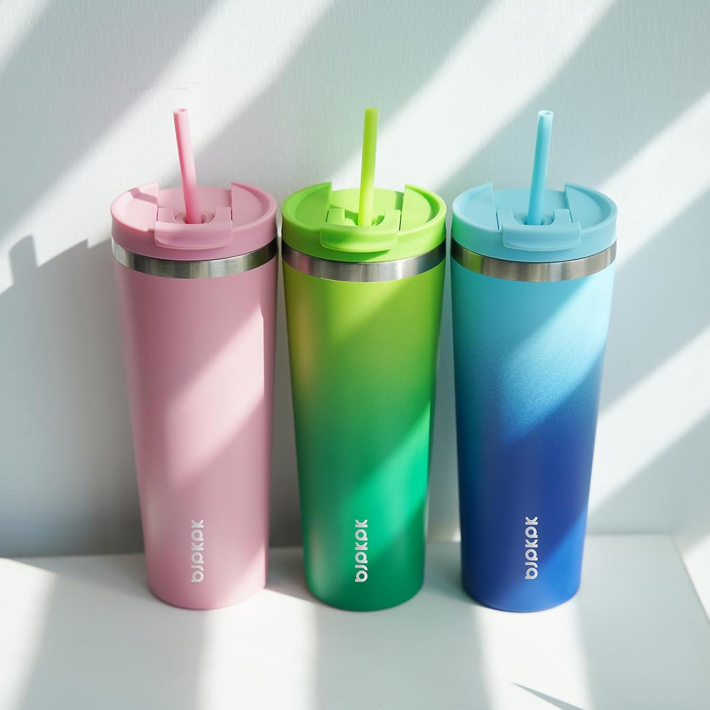 BJPKPK 34oz Tumbler With lid And Straw Stainless Steel Travel Coffee Mug Insulated Tumblers Cups,Bamboo Grove