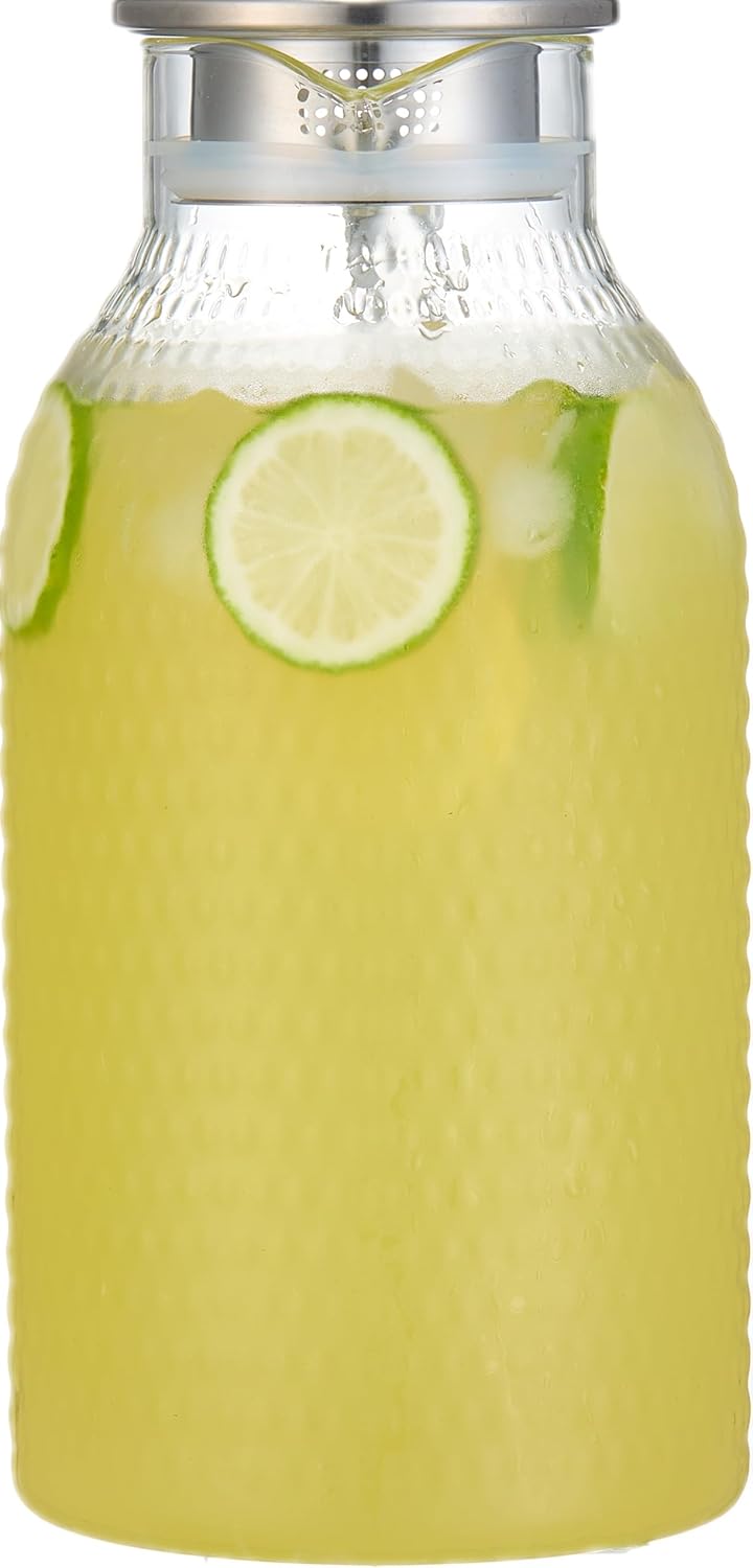 Karafu 3 Liter/100 Oz Glass Pitcher with Lid, Easy Clean Heat Resistance Borosilicate Glass Jug for Hot/Cold Water, Milk, Ice Tea and Juice Beverage