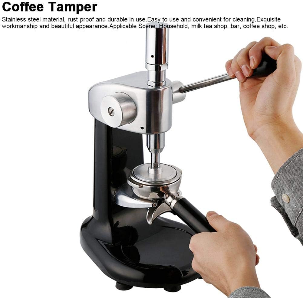 Coffee Tamper, Stainless Steel Manual Quantitative Coffee Tamper Powder Pressing Machine Espresso Tamper Coffee Bean Press with 2 Base, for Commercial and Home Use